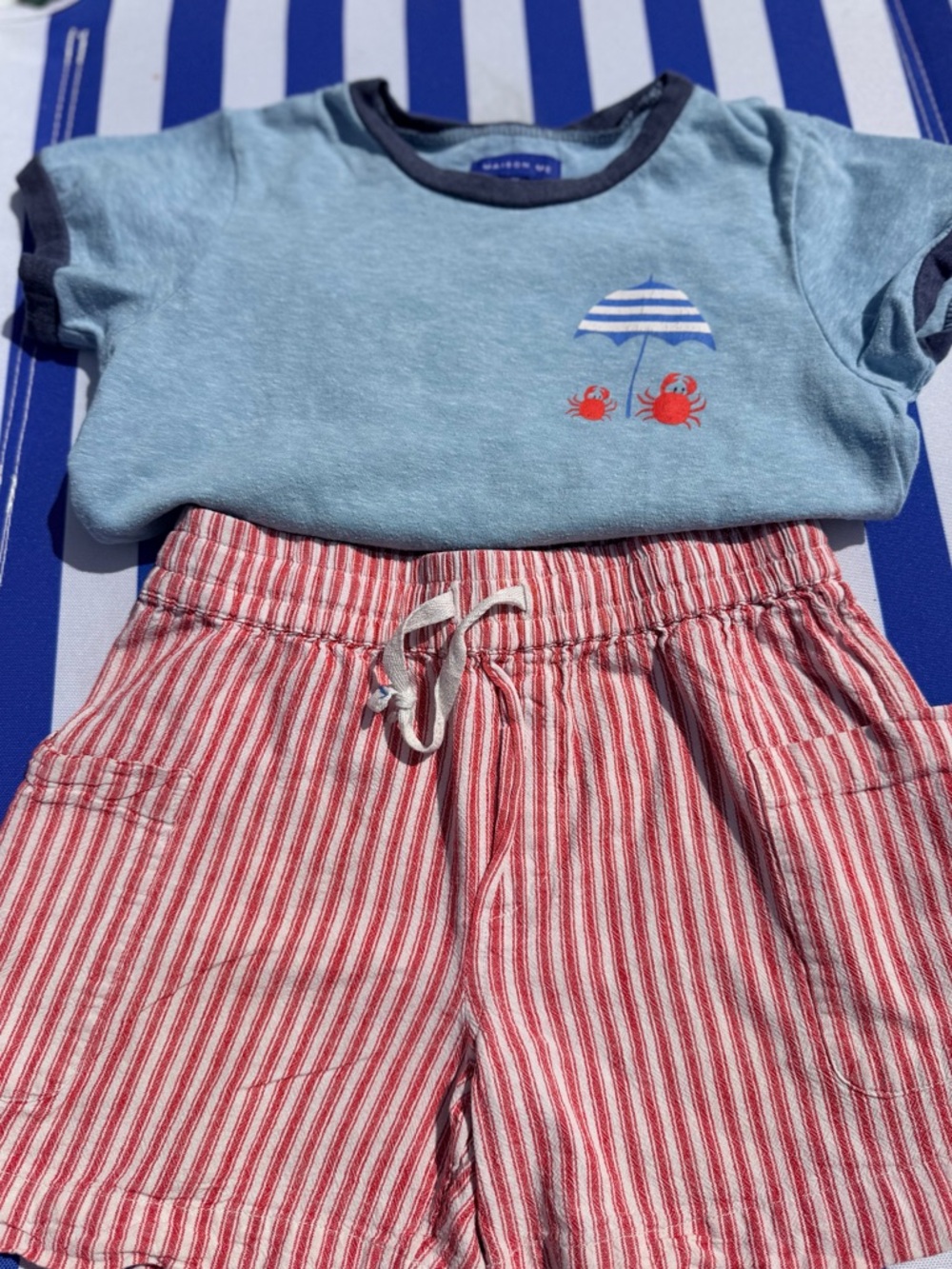 Beach Day Ready! Maison Me Tee & Mini Boden Red Stripe Shorts Set - Picture 3 of 9